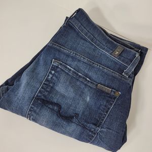 7‎ For All Mankind Mens Size 31 Standard Denim Dark Wash Jeans Heel Drag